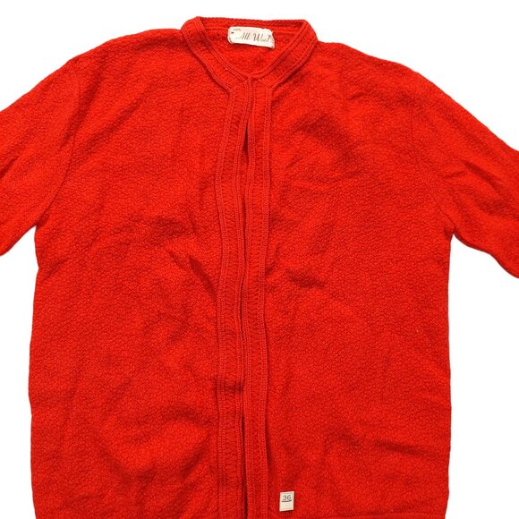 Pure Vintage 100% Wool 1940s-1950s Red Long Sleeve Cardigan Sweater - Picture 4 of 11